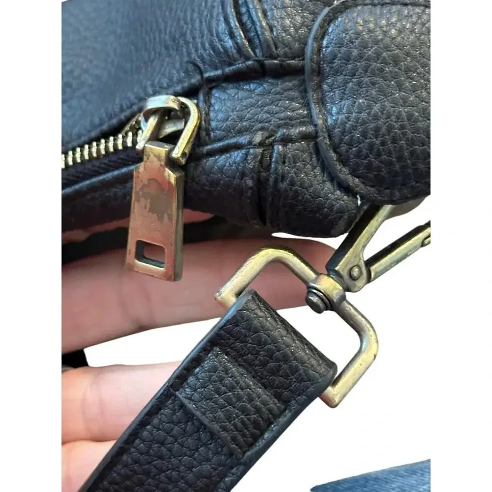 Anthropologie Urban Originals Black Leather Half Moon Crossbody Bag